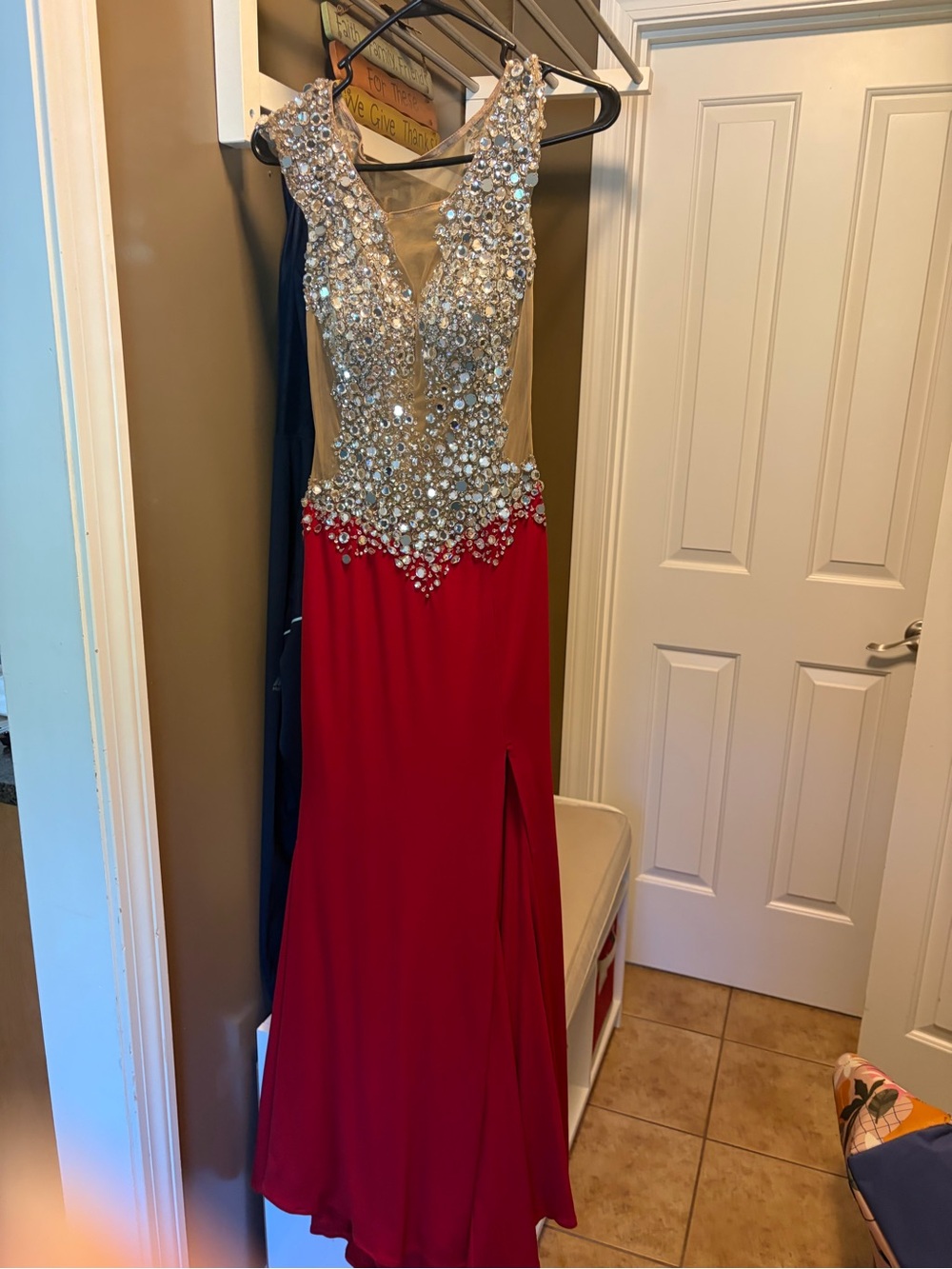 Jovani Red Gown with Crystal Bodice